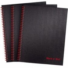 Notebook, Double-Wire, 8-1/2"Wx1-7/10"Lx12"H, 3/PK, BK/R