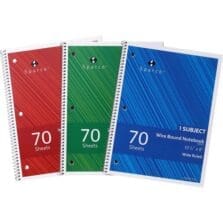 Notebook, Wide-Rule, 8"Wx10-1/2"Lx1/4"H, 3/PK, White