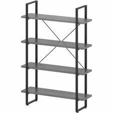 Bookshelf, 4 Shelves, Melamine/Steel, 39.4"x11.8"x57.5", CCL