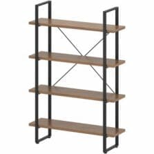 Bookshelf, 4 Shelves, Melamine/Steel, 39.4"x11.8"x57.5", WT