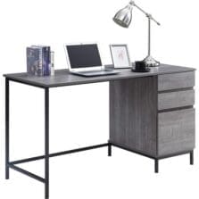 Desk, 3 Drawers, Steel Legs, 55"x23-5/8"x30", Charcoal
