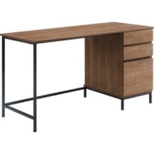Desk, 3 Drawers, Steel Legs, 55"x23-5/8"x30", Walnut
