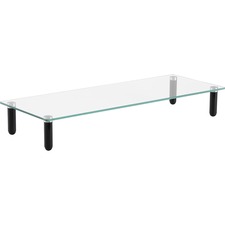 Monitor Stand, Glass, 4-Leg, 22"x8-1/4"x3", Clear/Black
