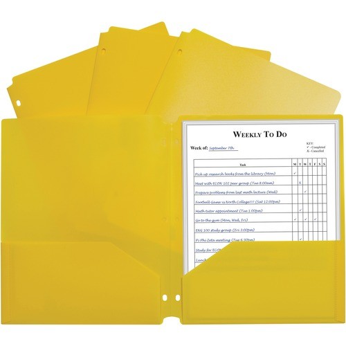 Portfolio, 2-Pocket, 3-Hole, 9-2/5"x11-2/5"x1/10", 25/BX, YW