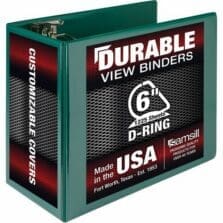 Binder, Locking, 6" D-Ring, 8-1/2"x11"Pg Sz, Green