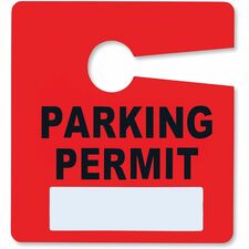 Parking Permit, Reusable, 2-4/5"Wx3"H, 50/PK, Red
