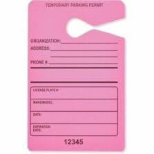 Parking Permit, Temporary, 3-1/2"Wx5-1/2"H, 50/PK, FLPK