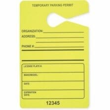 Parking Permit, Temporary, 3-1/2"Wx5-1/2"H, 50/PK, FLYW