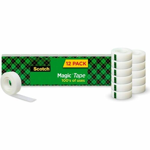 Clip Dispenser Value Pack With 12 Rolls Of Tape, 1" Core, Plastic, Charcoal