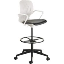 Chair, 22"-32"H Seat, 29"x29"x48", Black Vinyl/White Shell