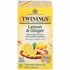 Herbal Tea, Lemon and Ginger, 37.5 g, 25/BX, Yellow