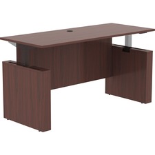 Sit-Stand Desk Shell, Essentials, 72"x29"x29-49", Mahogany