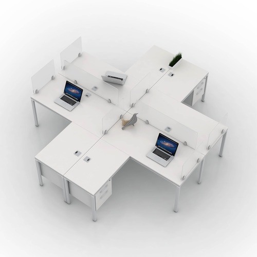 Desks, w/Pedestals, 4-Unit, L-Shape, Wood, 96"x120"x29-1/2", WE