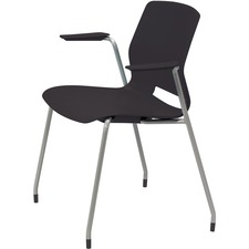 Chair, 4-leg, w/ Arms, Poly Shell, 25"x20-1/2"x31-7/10", BK