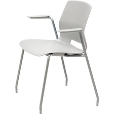 Chair, 4-leg, w/ Arms, Poly Shell, 25"x20-1/2"x31-7/10", Light GY