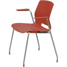 Chair, 4-leg, w/ Arms, Poly Shell, 25"x20-1/2"x31-7/10" Coral