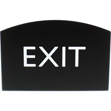 Sign, Exit, Curved Top, 6-4/5"Wx1/2"Lx4-1/2"H, Black