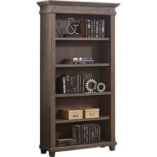 Bookcase, 3 Adjustable Shelves, 40"x15"x76", Weathered Dove