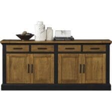 Credenza, 4-Door, 4-Drawer, 68"Wx18"Dx30"H, Chestnut