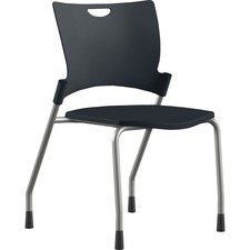 Stack Chair, Armless, 21"x26"x33", BK Plastic/SR Frame