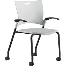 Stack Chair, w/Arms/Casters, 25"x26"x33", WE Plastic/BK Frame