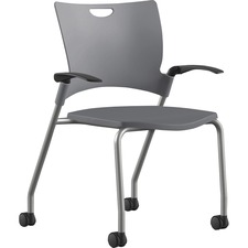Stack Chair, w/Arms/Casters, 25"x26"x33", GY Plastic/SR Frame