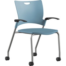 Stack Chair, w/Arms/Casters, 25"x26"x33", BE Plastic/SR Frame
