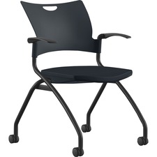 Nesting Chair, w/Arms/Casters, 25"x26"x33", BK Plastic/BK Frame