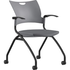 Nesting Chair, w/Arms/Casters, 25"x26"x33", GY Plastic/BK Frame