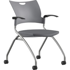 Nesting Chair, w/Arms/Casters, 25"x26"x33", GY Plastic/SR Frame