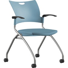 Nesting Chair, w/Arms/Casters, 25"x26"x33", BE Plastic/SR Frame