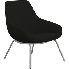 Lounge Chair, w/Arms, 4-Leg, 27"x29"x33", Onyx Fabric/SR Legs
