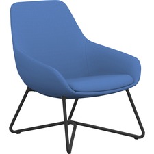 Lounge Chair, w/Arms, 27"x29"x33", Blue Fabric/BK W-Base