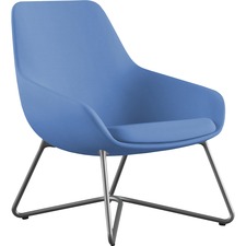 Lounge Chair, w/Arms, 27"x29"x33", Blue Fabric/SR W-Base