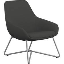 Lounge Chair, w/Arms, 27"x29"x33", Gray Fabric/SR W-Base