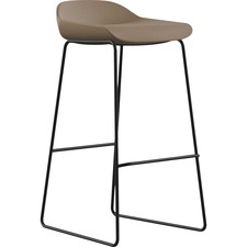 Bar Stool, Sled Base, 16"x16"x33", Latte Fabric/Black Frame