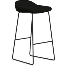 Bar Stool, Sled Base, 16"x16"x33", Onyx Fabric/Black Frame