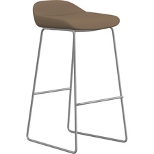 Bar Stool, Sled Base, 16"x16"x33", Latte Fabric/Silver Frame