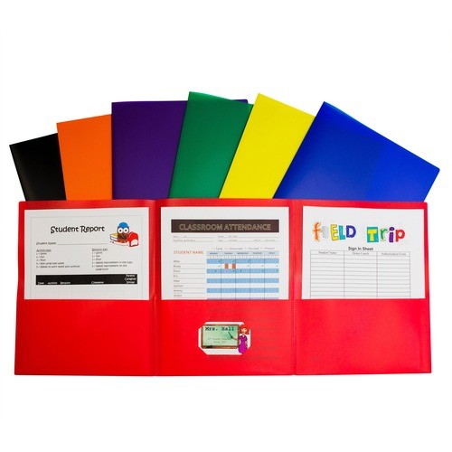 Portfolio, 3-Pocket, w/Card Holder, Poly, Letter, 24/BX, AST
