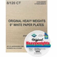 Plates, Heavyweight Paper, 9", 120/PK, 8PK/CT, White