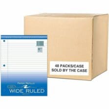Filler Paper, 3HP, Wide-Ruled, 8"x10-1/2", 100/PK, 1/CT, WE