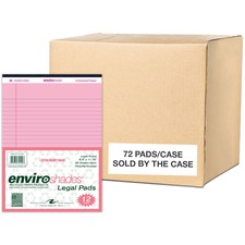 Writing Pad, Legal-Rld, 50 Sht, 8-1/2"x11-3/4", 72/CT, Pink