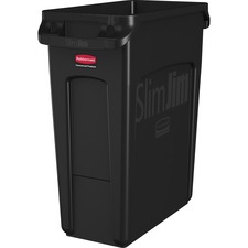 Waste Container, Slim Jim, 16 Gal, 11"x22"x25", 4/CT, Black