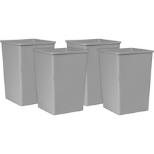 Waste Container, Square, Indoor/Outdoor, 35 Gallon, 4/CT, GY