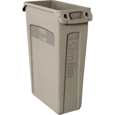 Waste Container, Slim Jim, Vented, 23 Gal, 22"x11"x30", 4/CT, BG