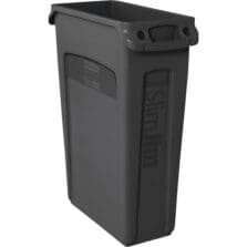 Waste Container, Slim Jim, Vented, 23 Gal, 22"x11"x30", 4/CT, BK