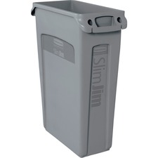 Waste Container, Slim Jim, Vented, 23 Gal, 22"x11"x30", 4/CT, GY