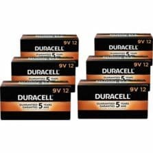 Alkaline Batteries, 9V, Coppertop, 72/CT, Black