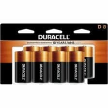 Batteries, D, Coppertop, Alkaline, 8/PK, 12/CT