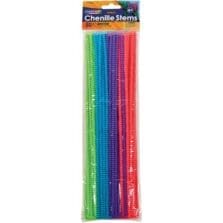 Chenille Stem, Spiral, 1/5"Wx1/5"Lx12"H, 50/BG, Assorted